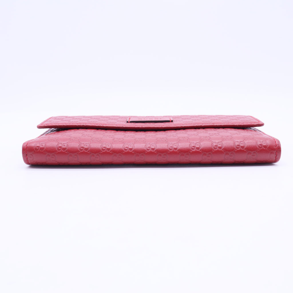 Red Microgucissima Leather Continental Flap Wallet W20225