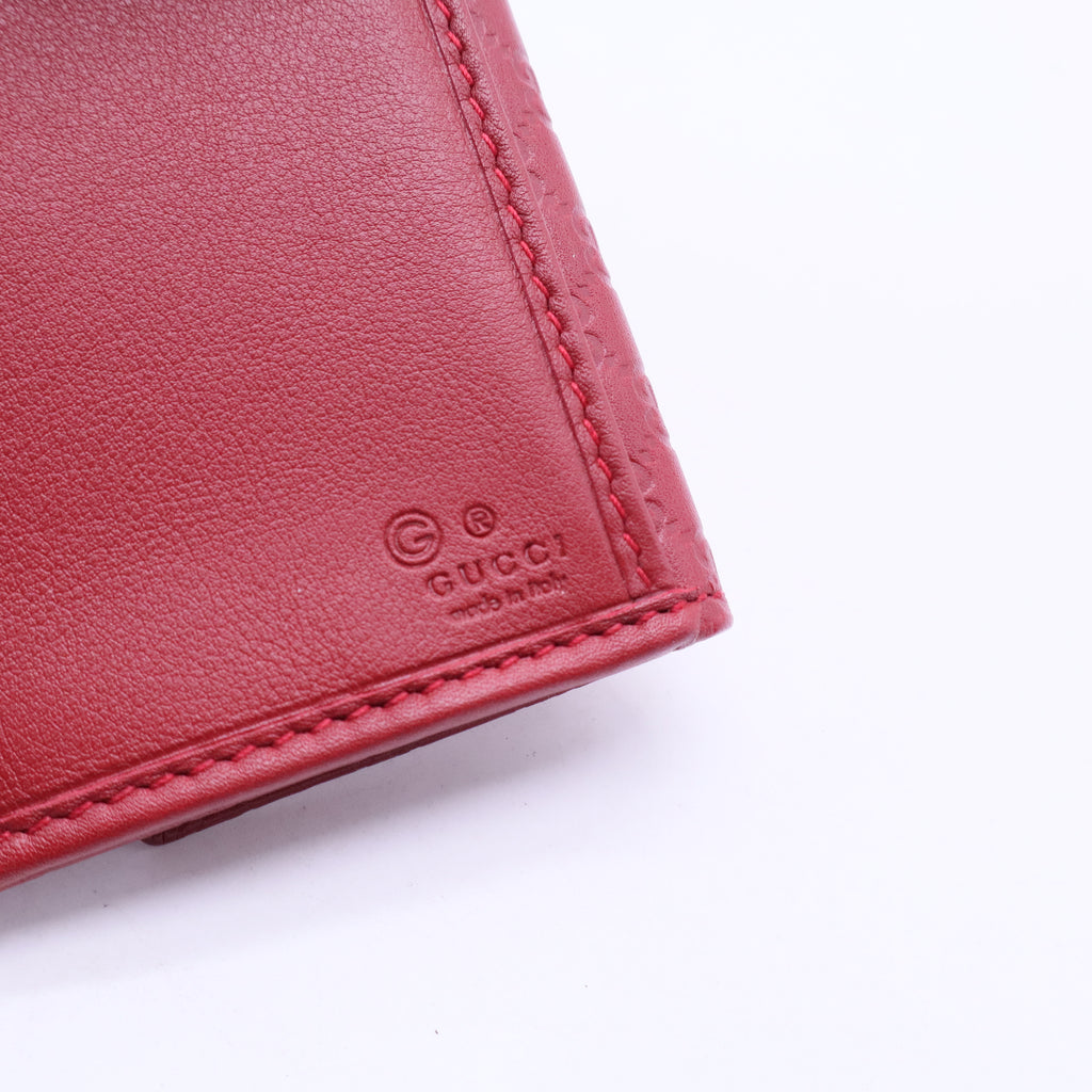 Red Microgucissima Leather Continental Flap Wallet W20225