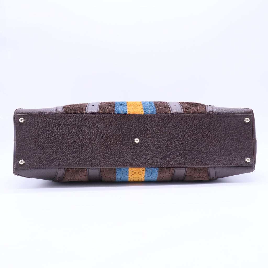 Brown Velour Medium Horsebit Hobo Bag