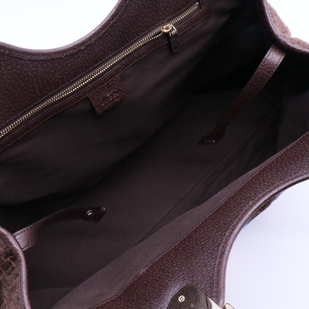 Brown Velour Medium Horsebit Hobo Bag