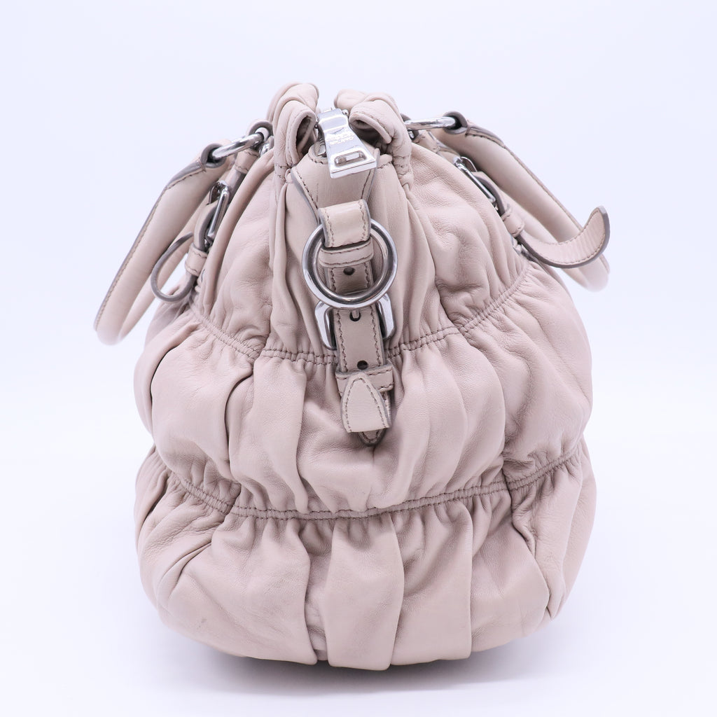 Taupe Nappa Gaufre Leather Tote