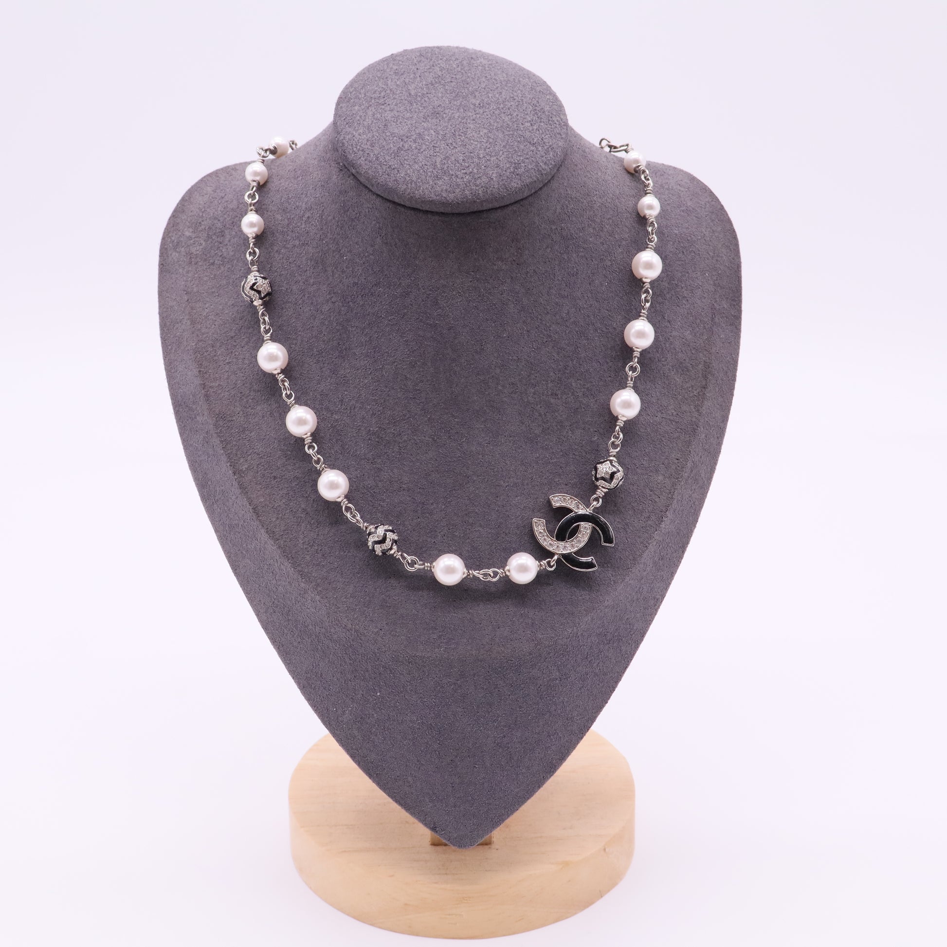 Chanel double c diamond engraved necklace twins