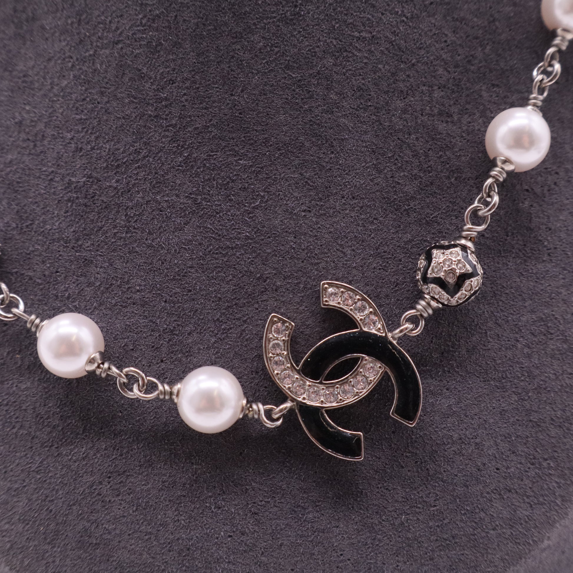 Chanel double c diamond engraved necklace twins