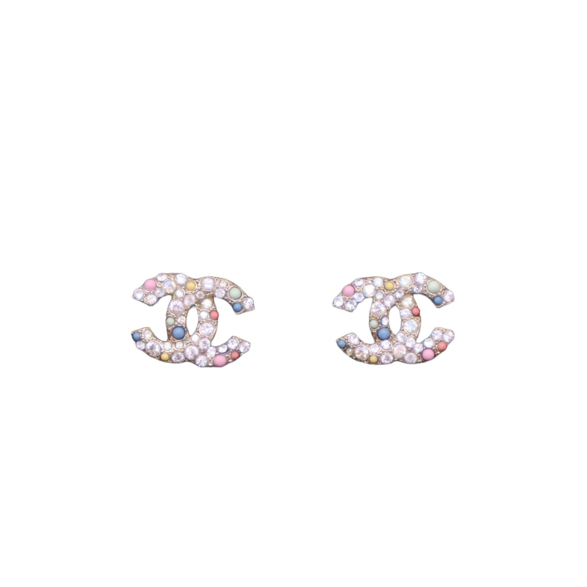 Chanel Interlocking CC Stud Earrings Twins LDJ6672