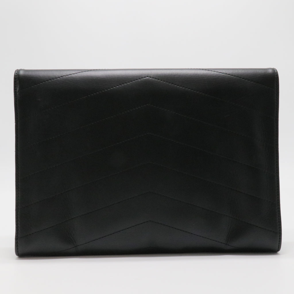 Medium Chevron Envelope Clutch with Python Trim