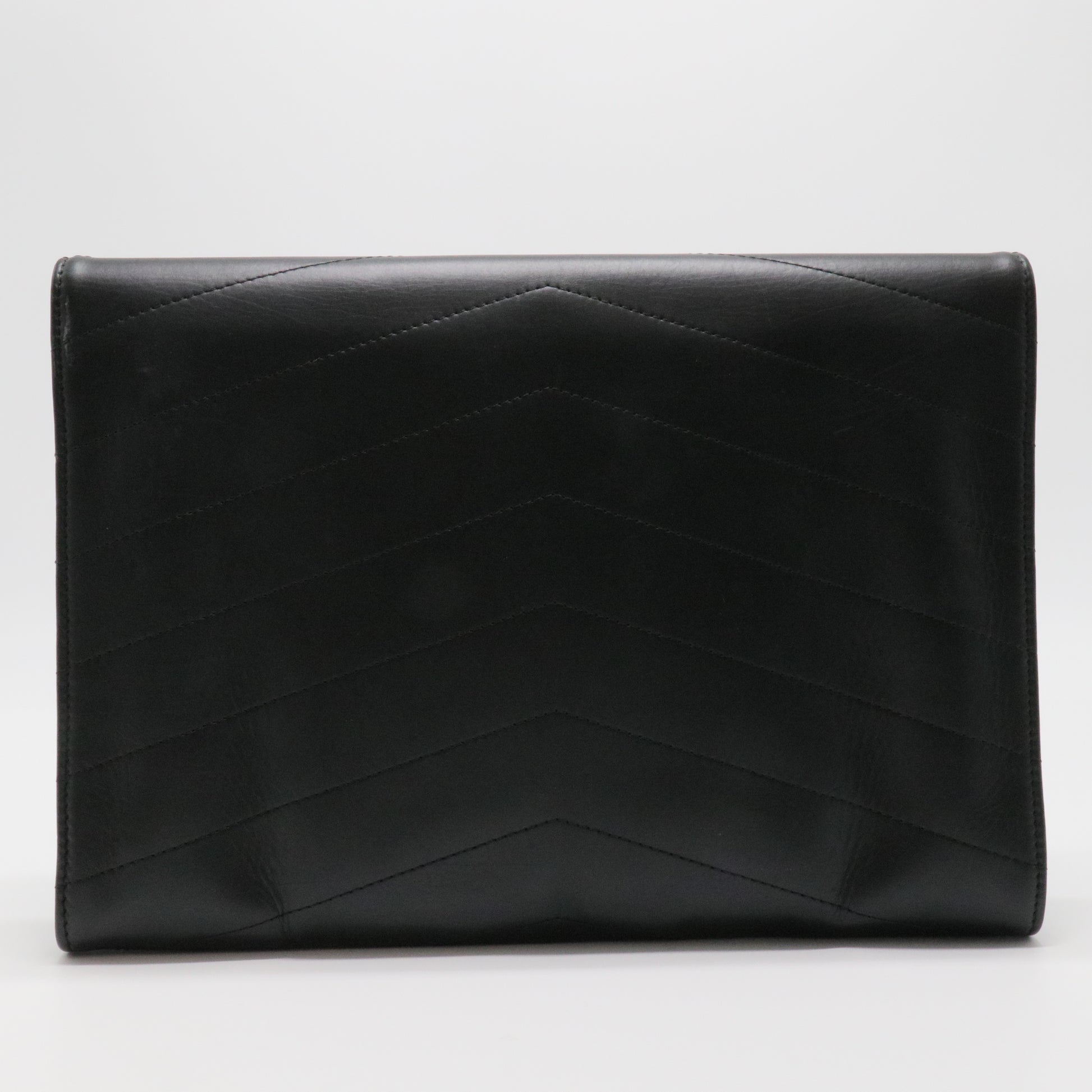 Medium Chevron Envelope Clutch with Python Trim