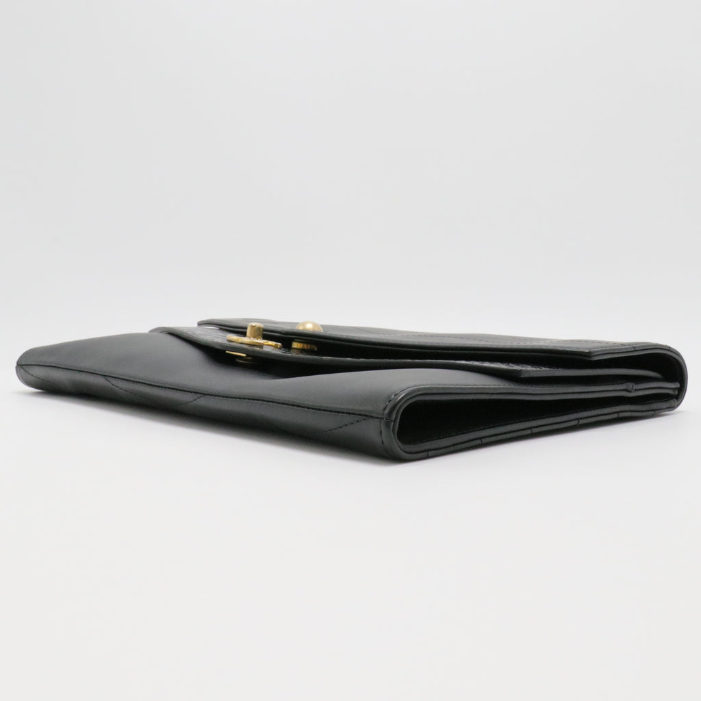 Medium Chevron Envelope Clutch with Python Trim
