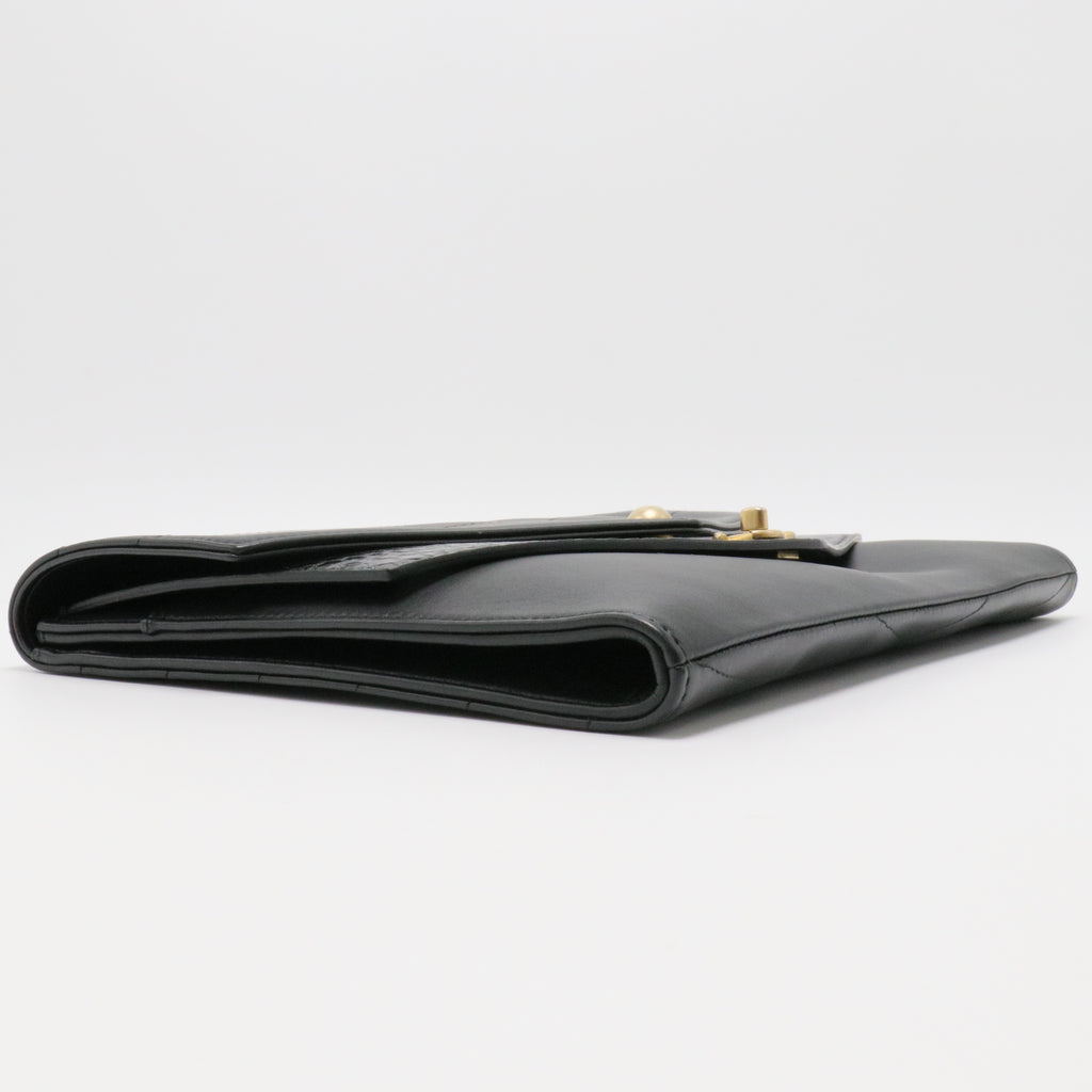 Medium Chevron Envelope Clutch with Python Trim