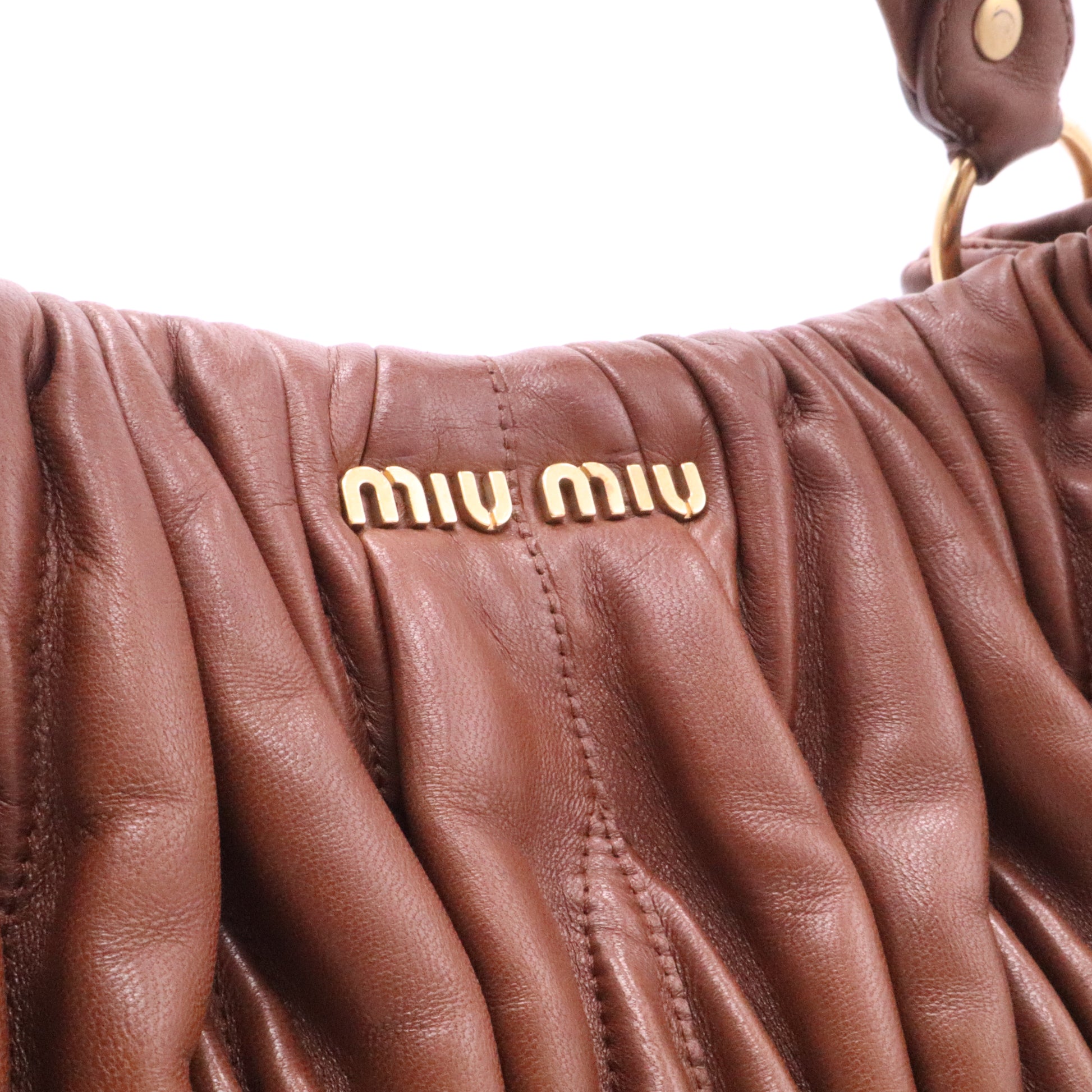 Miu Miu Brown Matelasse Leather Zip Satchel Miu Miu Twins LDJ3949