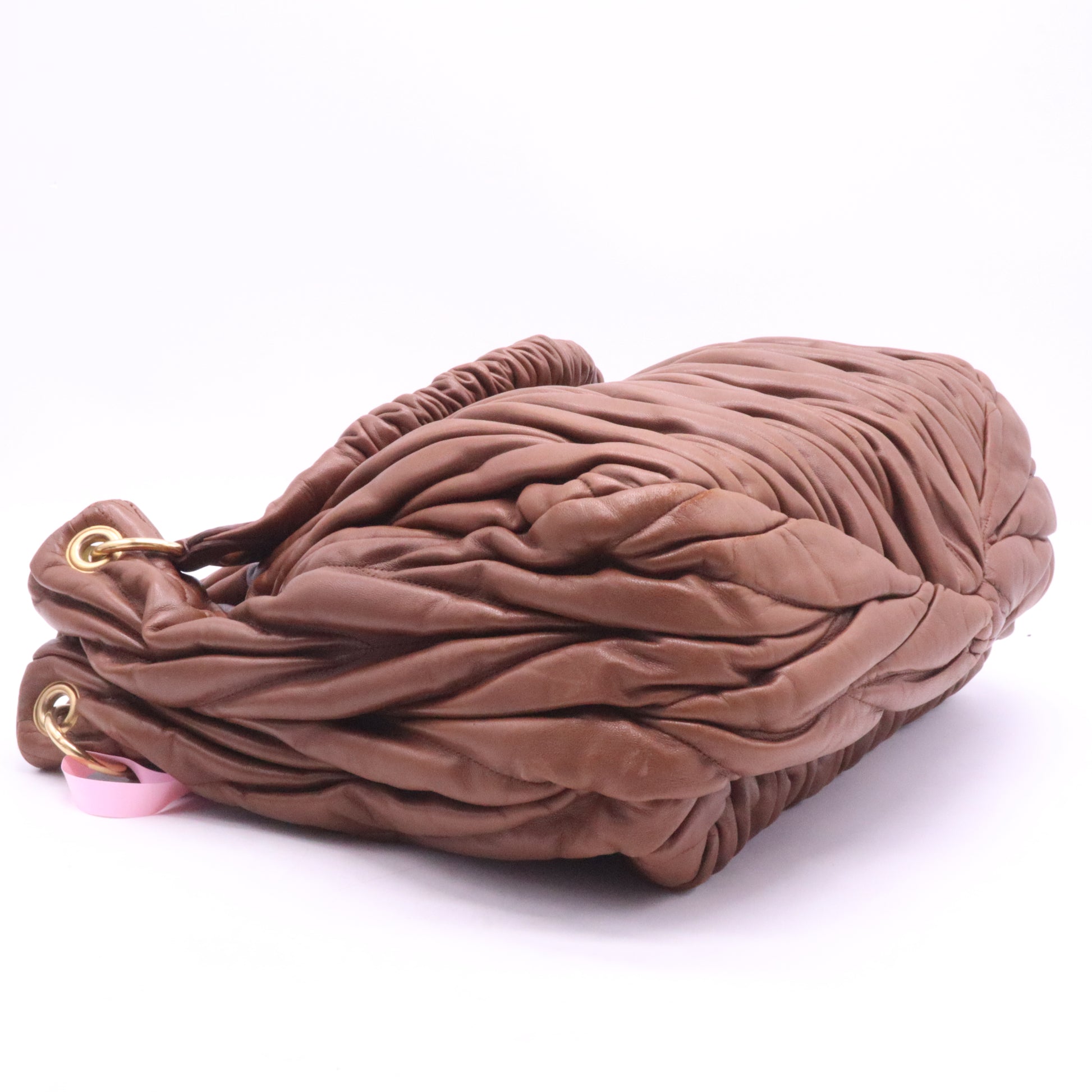 Miu Miu Brown Matelasse Leather Zip Satchel Miu Miu Twins LDJ3949