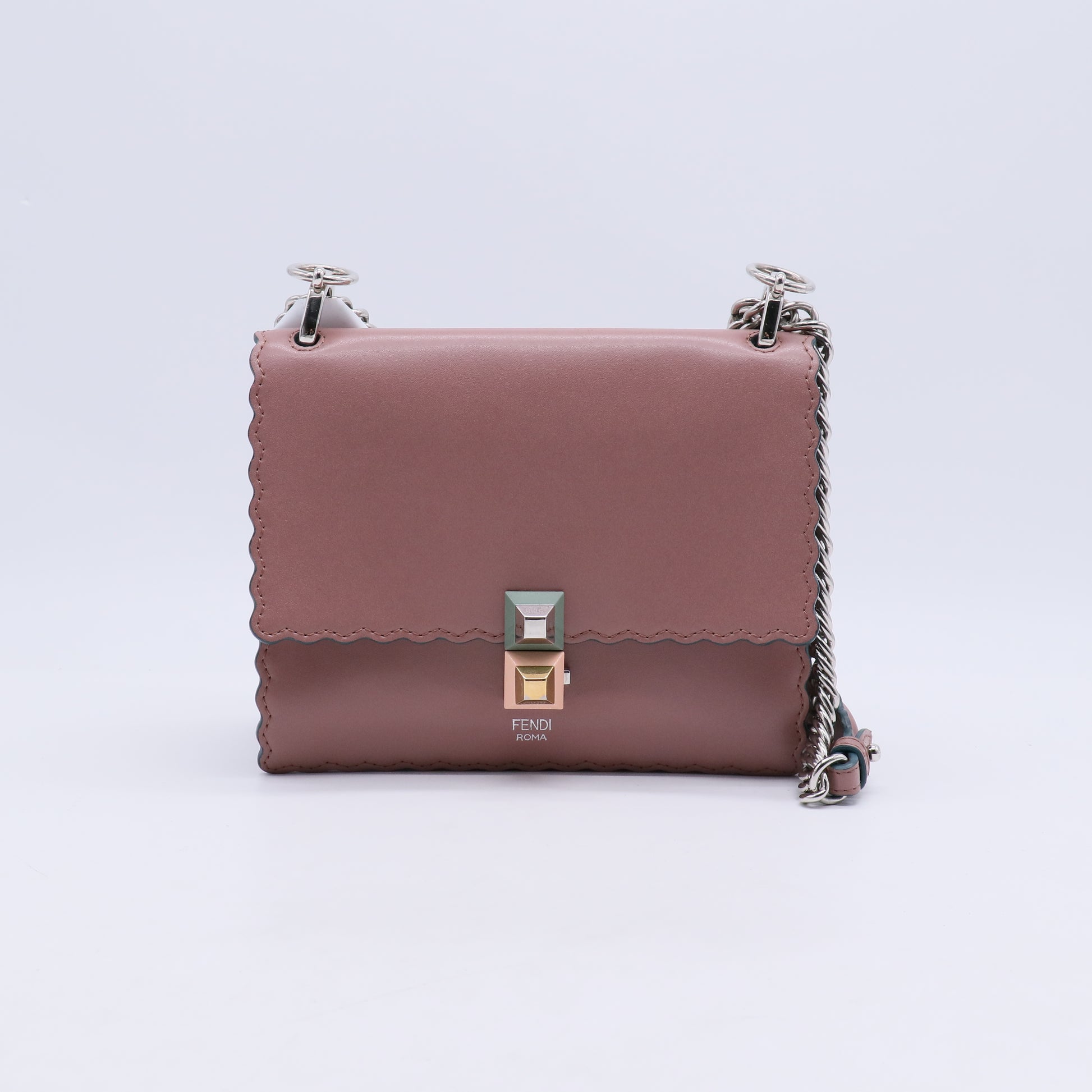 Pink Calfskin Leather Small Kan I Scallop Shoulder Bag B21283