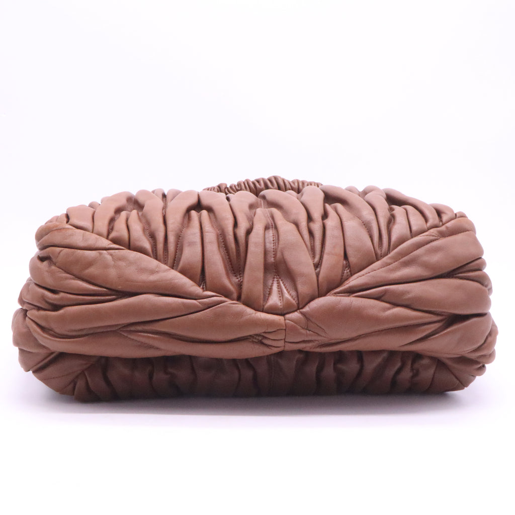 Miu Miu Brown Matelasse Leather Zip Satchel Miu Miu Twins LDJ3949
