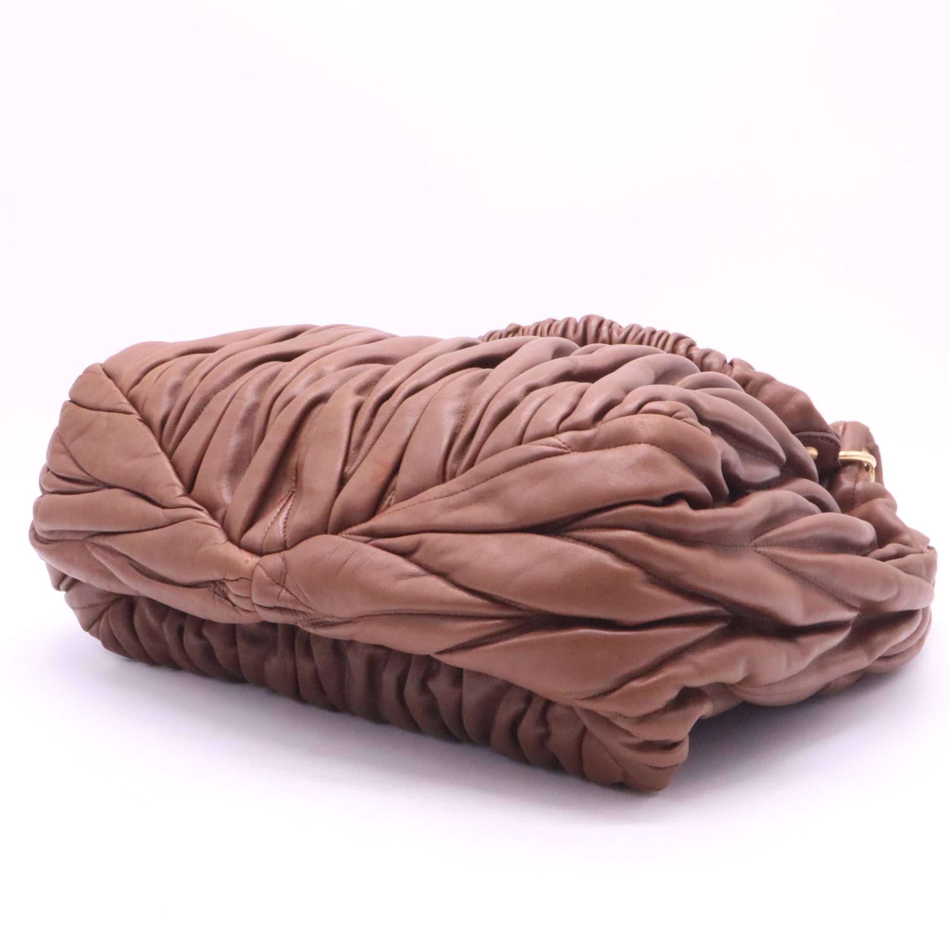 Miu Miu Brown Matelasse Leather Zip Satchel Miu Miu Twins LDJ3949