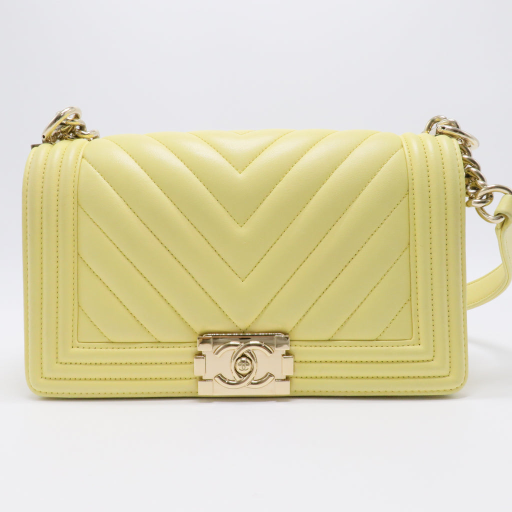 Iridescent Lambskin Chevron Quilted Medium Boy Flap