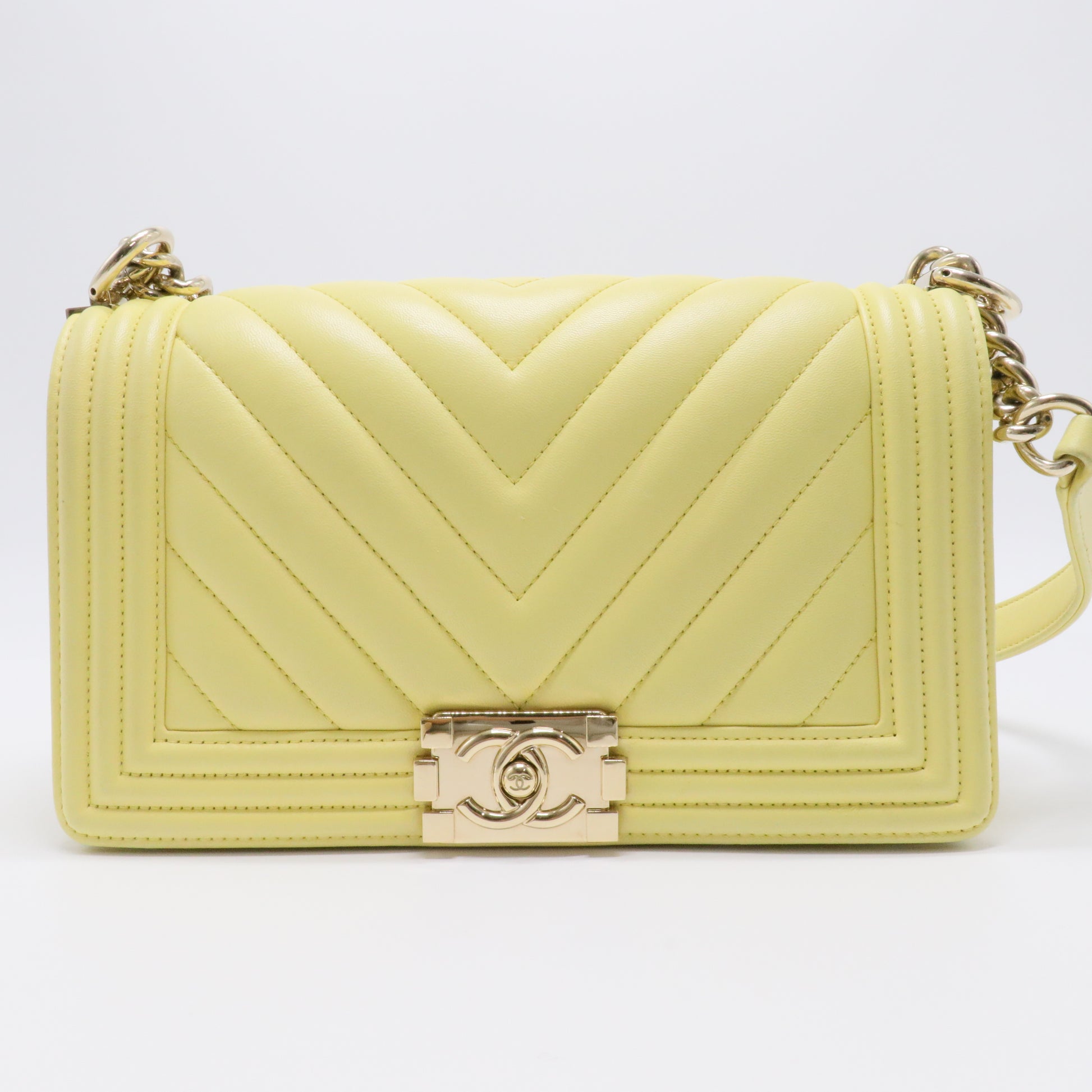 Iridescent Lambskin Chevron Quilted Medium Boy Flap