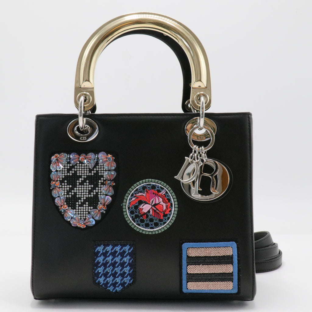 Lady Dior Bag Patch Embellished Leather Medium