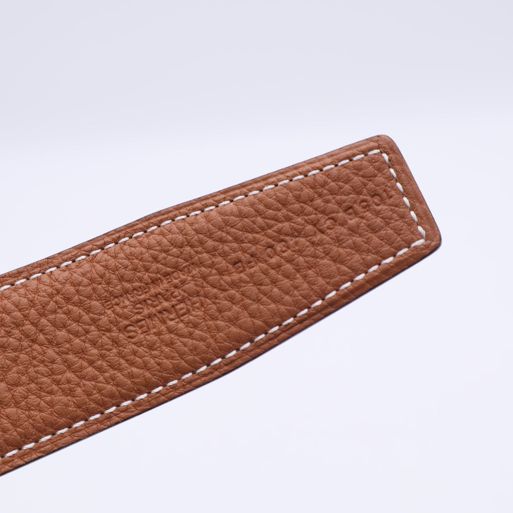Hermès Hermes Box Togo 32mm Reversible H Belt 80 32 Black Gold twins LDJ3442