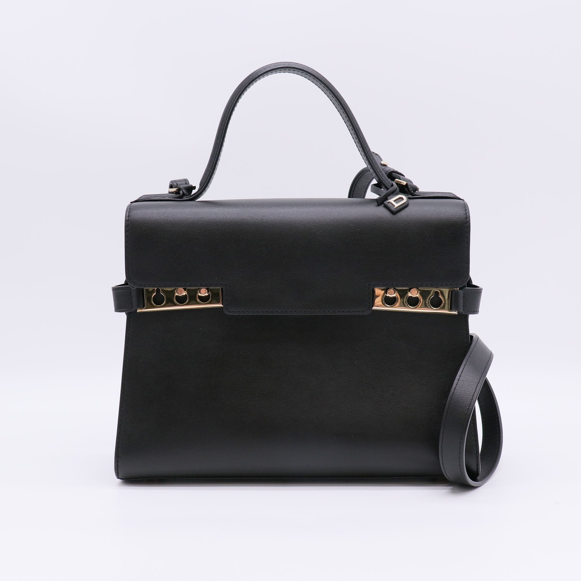 Delvaux Tempête MM Bag in Black Smooth Calfskin Leather B22733
