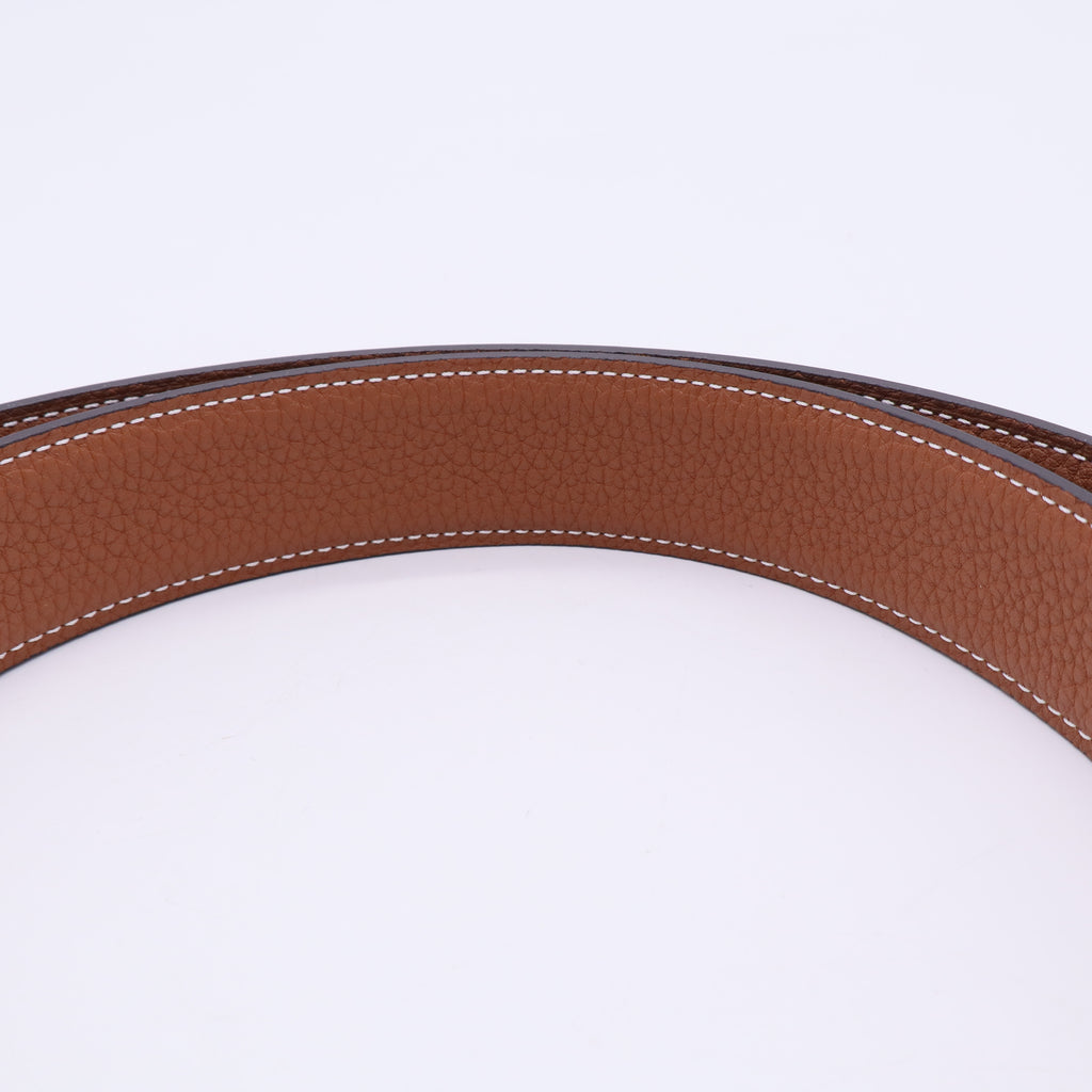 Hermès Hermes Box Togo 32mm Reversible H Belt 80 32 Black Gold twins LDJ3442