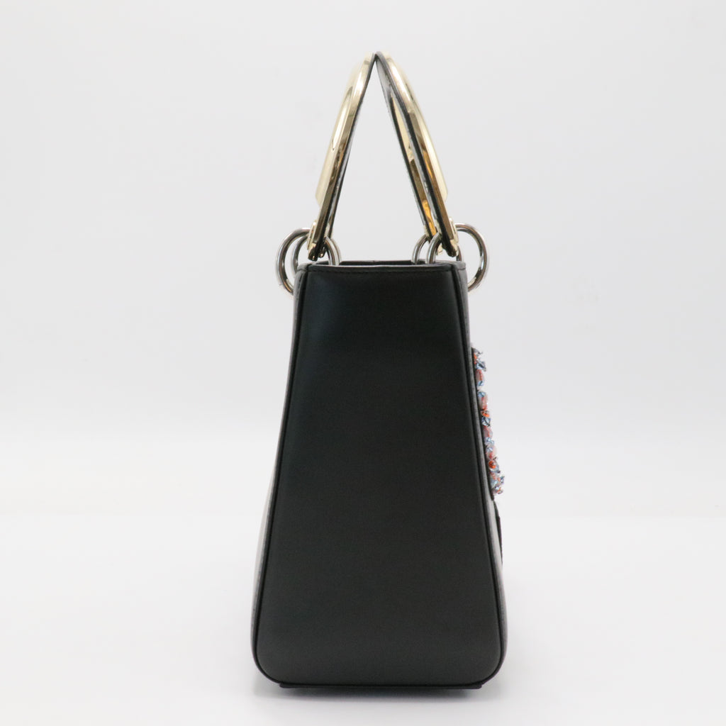 Lady Dior Bag Patch Embellished Leather Medium