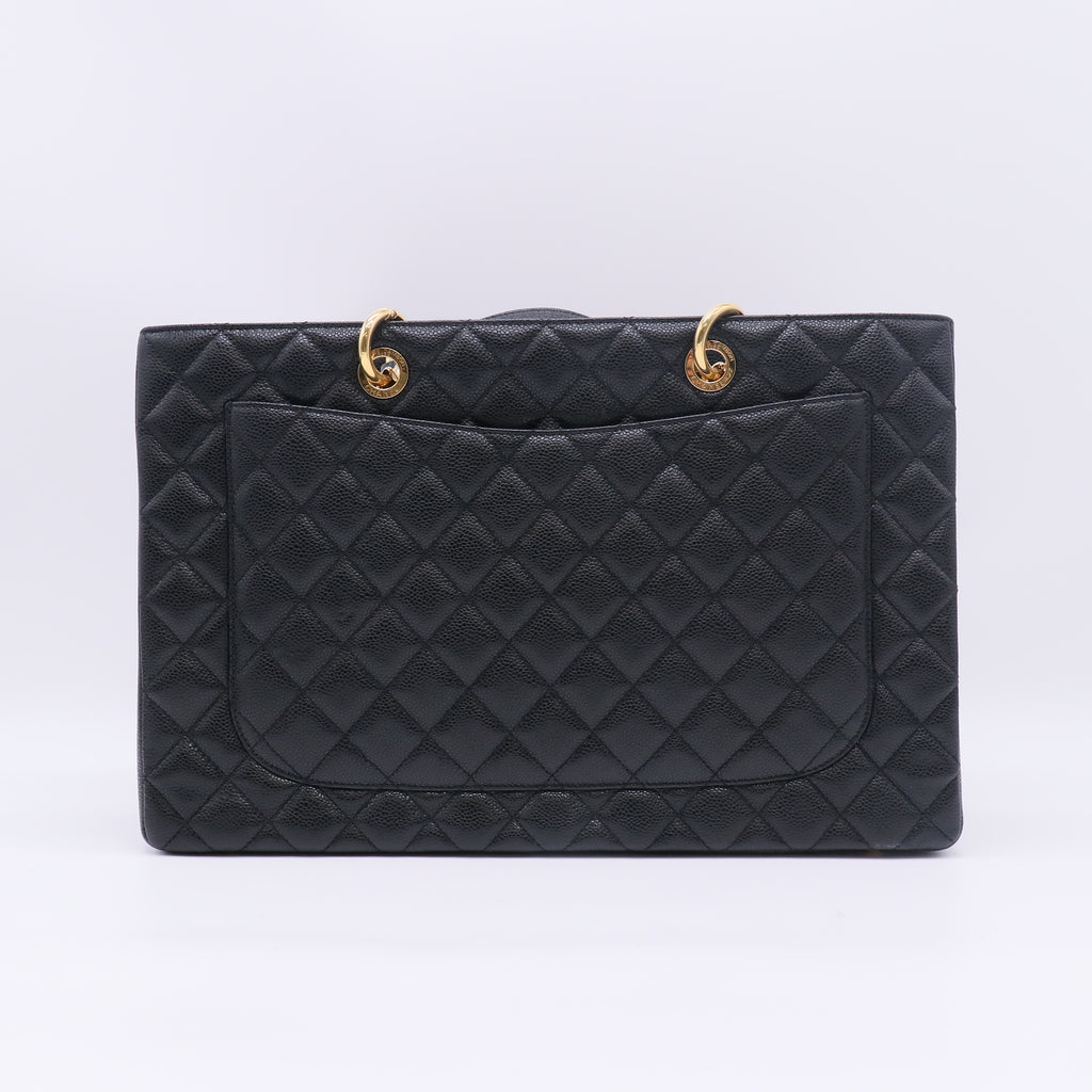 Chanel Grand Shopping Tote (GST) XL Black Caviar Gold Hardware twins B23745