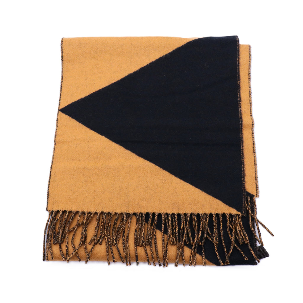 Geometric Two-Tone Wool Scarf