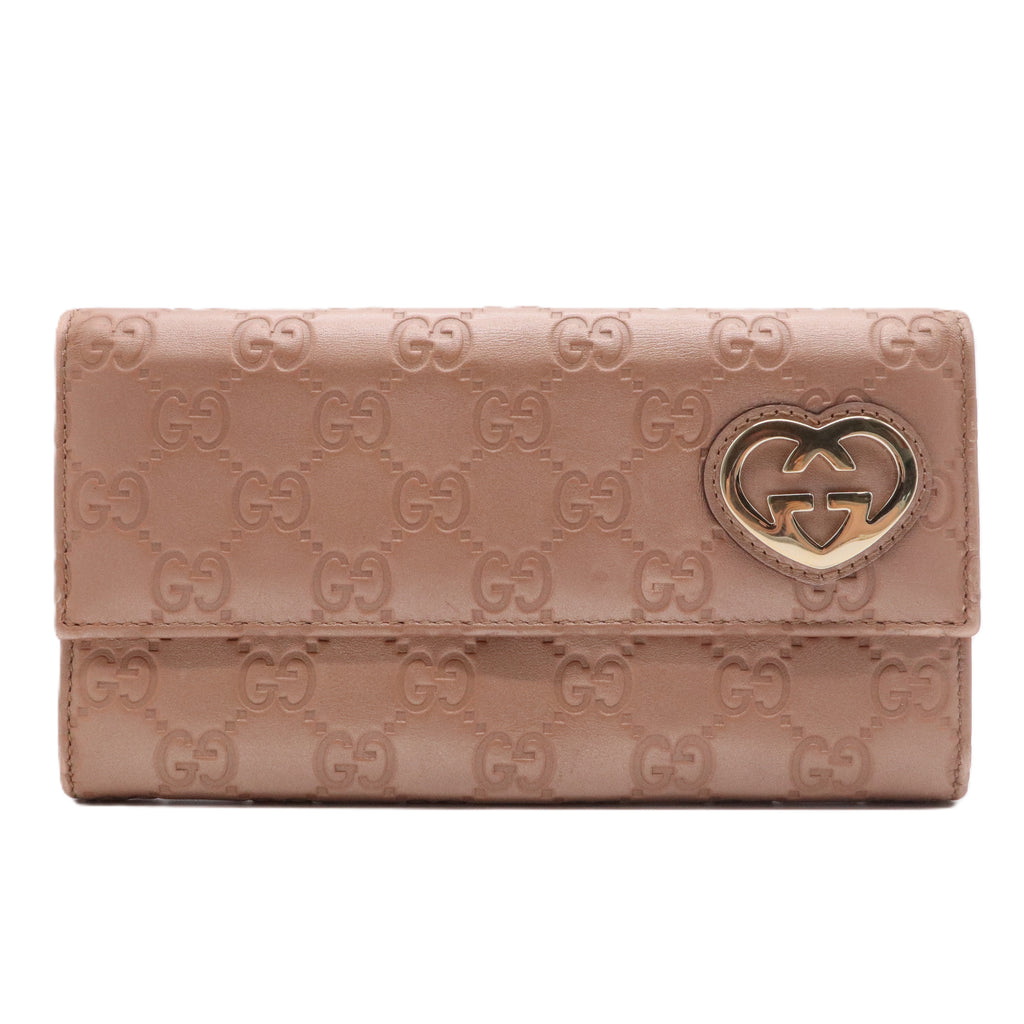 Guccissima Continental Heart Wallet Beige