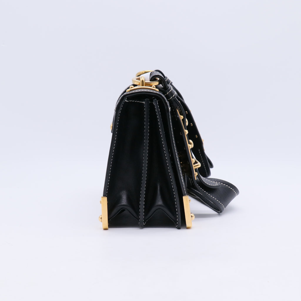 Black Laser Cut Saffiano Leather and City Calf Leather Cahier Bag B21579