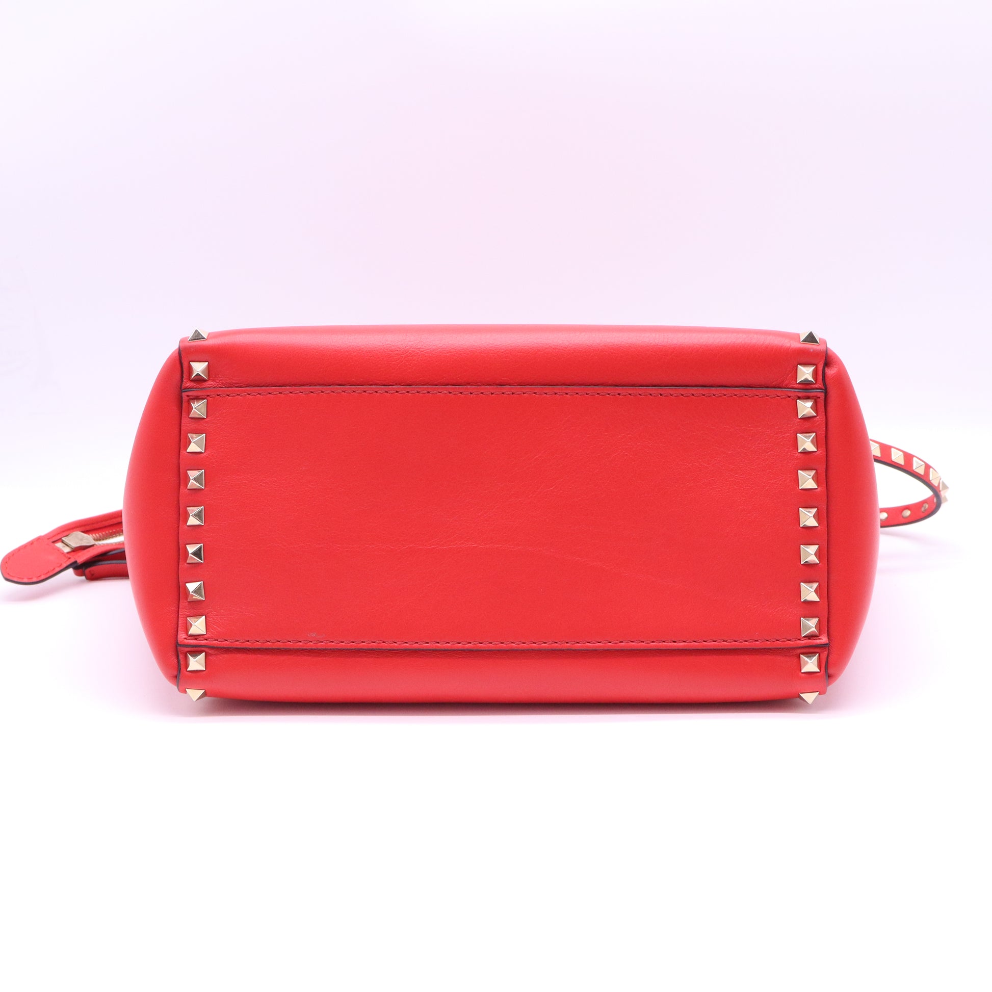 Valentino Fuchsia Smooth Calfskin Leather Rockstud Double Handle Tote Bag B21831