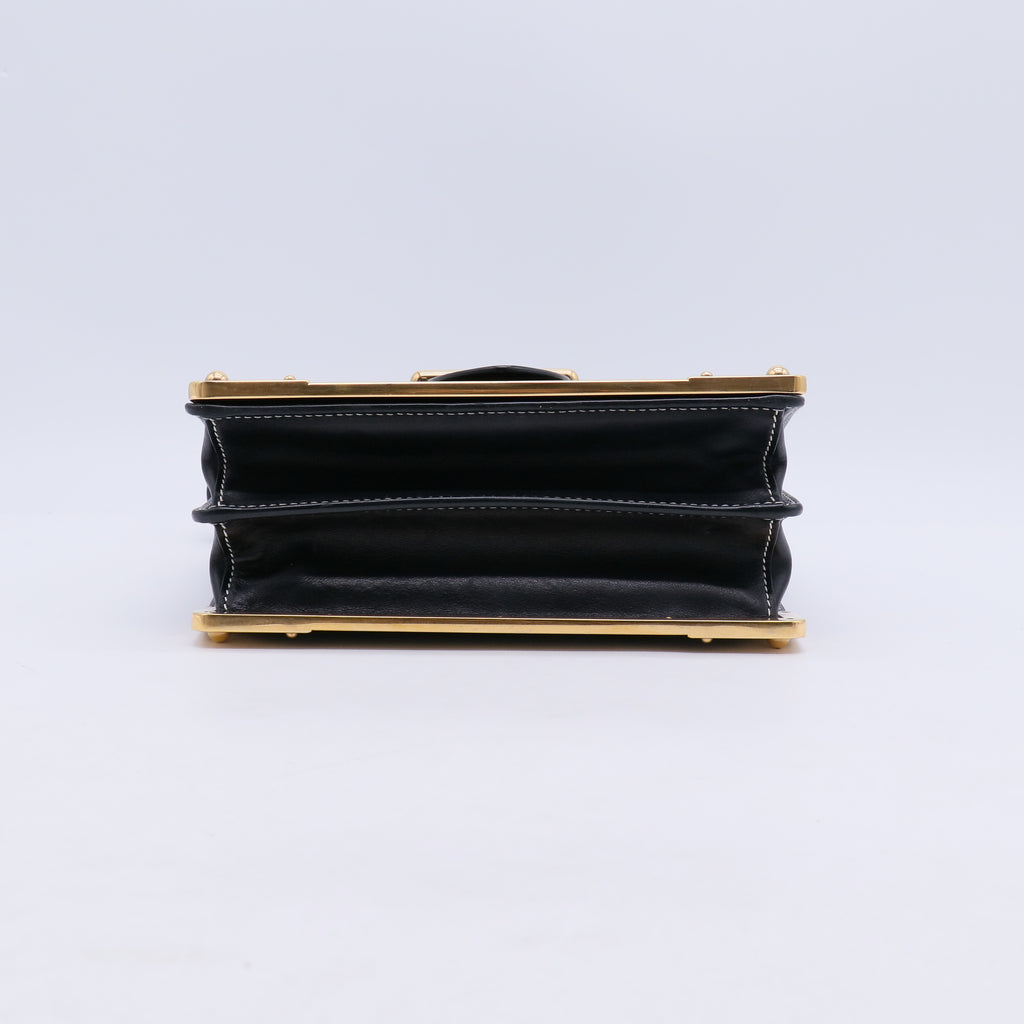 Black Laser Cut Saffiano Leather and City Calf Leather Cahier Bag B21579