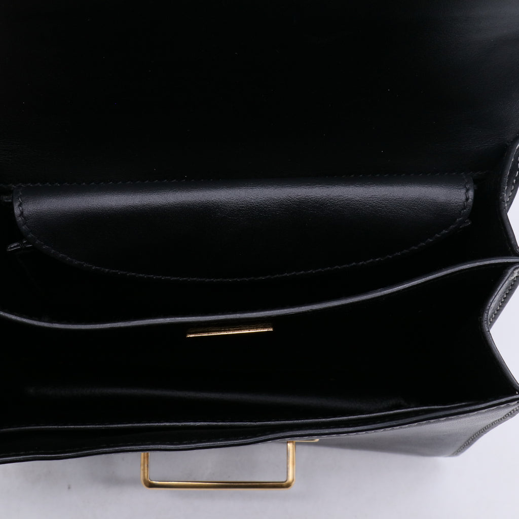Black Laser Cut Saffiano Leather and City Calf Leather Cahier Bag B21579