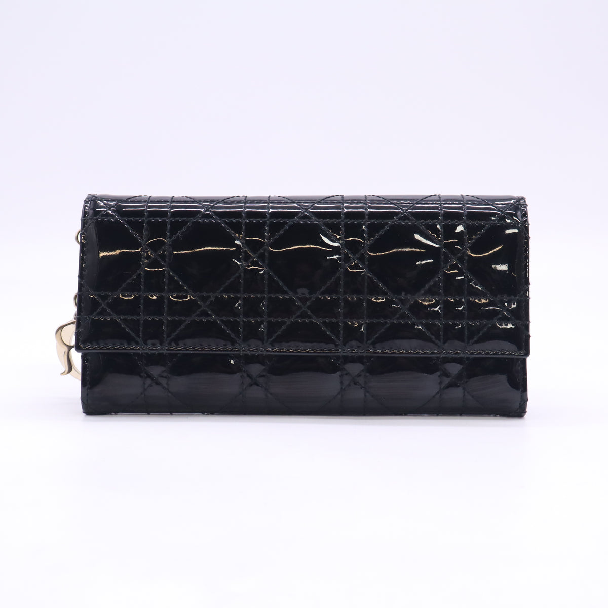 Dior Lady Dior Cannage Patent Long Wallet W23537