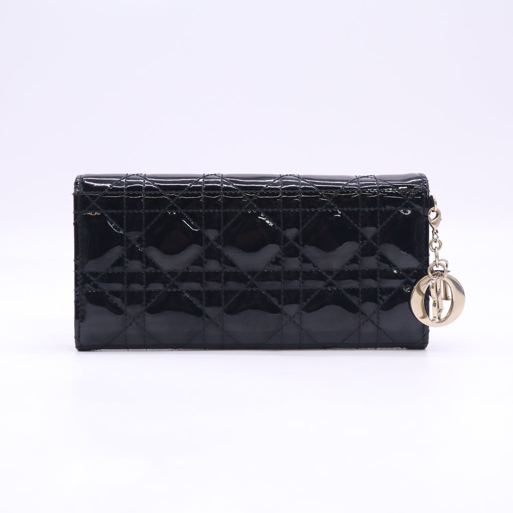 Dior Lady Dior Cannage Patent Long Wallet W23537