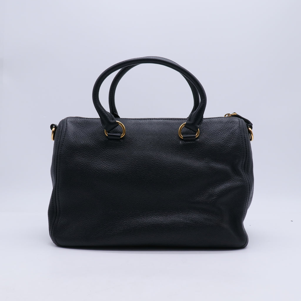 Black Vitello Phenix Leather Bauletto Bag B20844