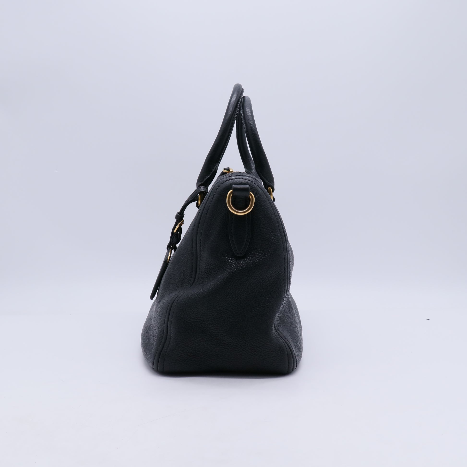 Black Vitello Phenix Leather Bauletto Bag B20844