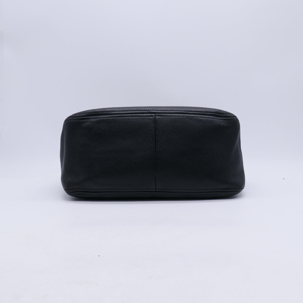 Black Vitello Phenix Leather Bauletto Bag B20844