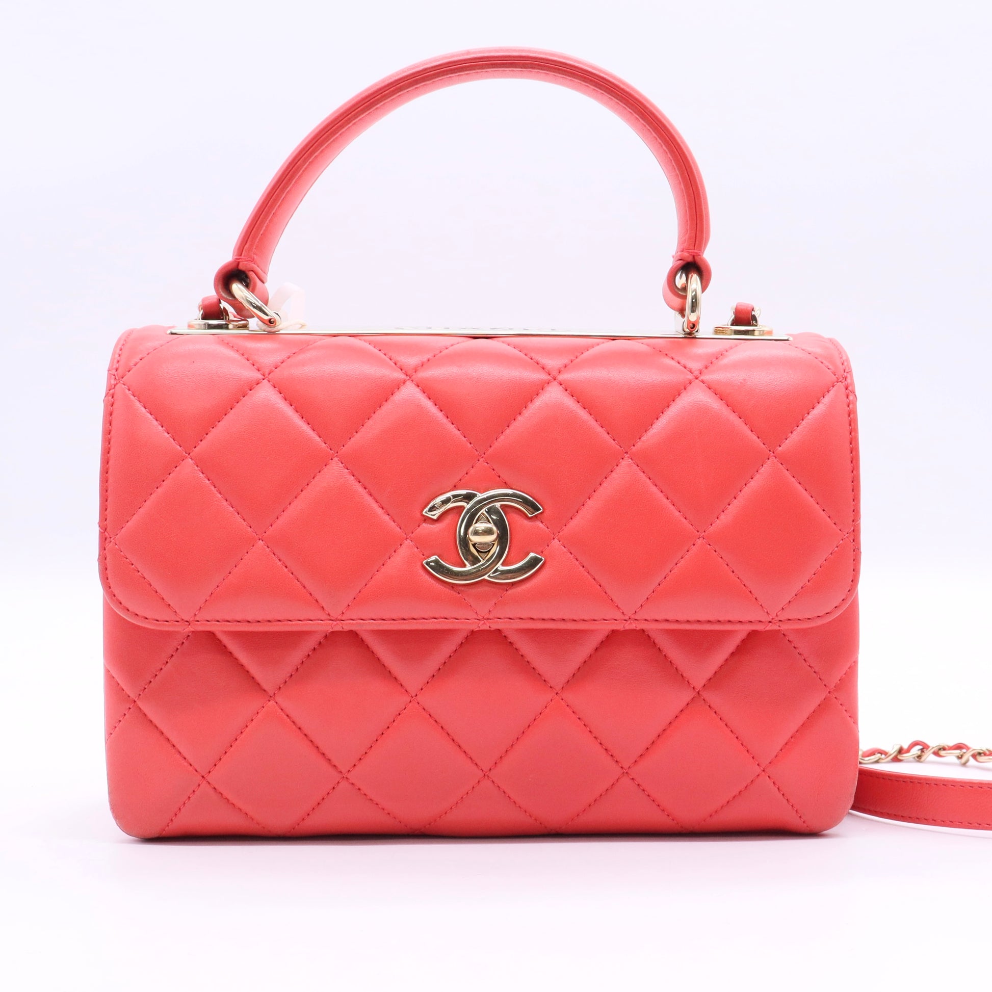 Trendy CC Top Handle Bag Quilted Lambskin Medium Twins LDJ3455