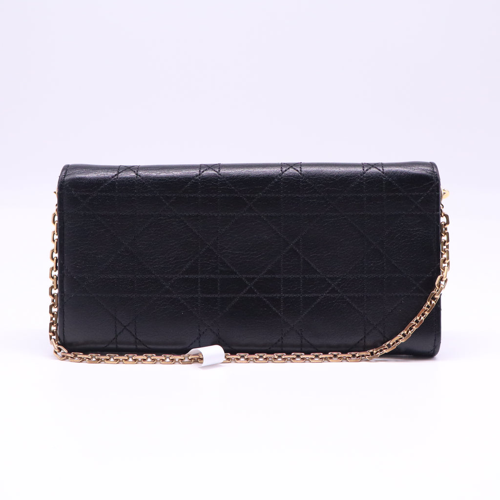Dior Black Cannage Leather Rendezvous Wallet on Chain twins B22012