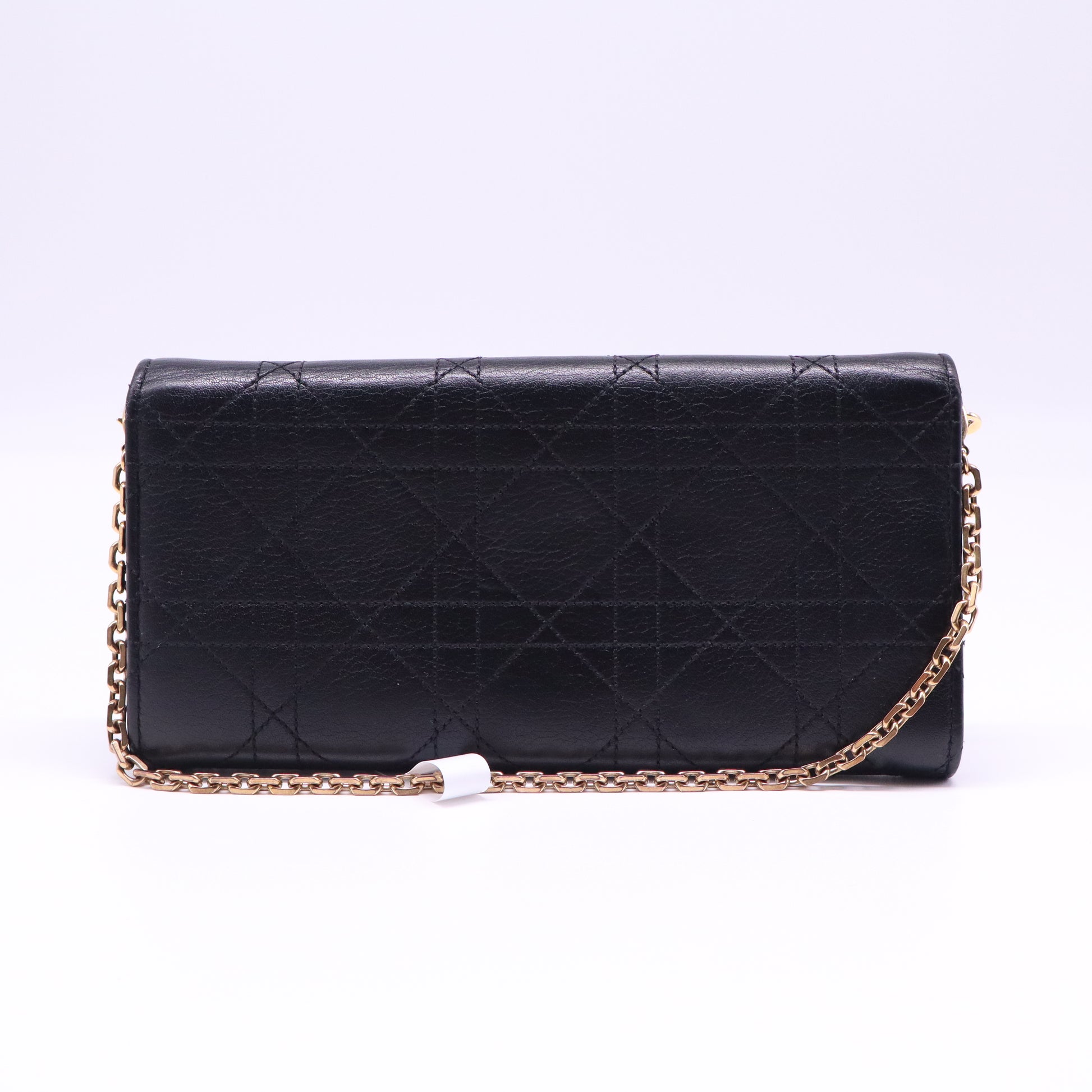 Dior Black Cannage Leather Rendezvous Wallet on Chain twins B22012