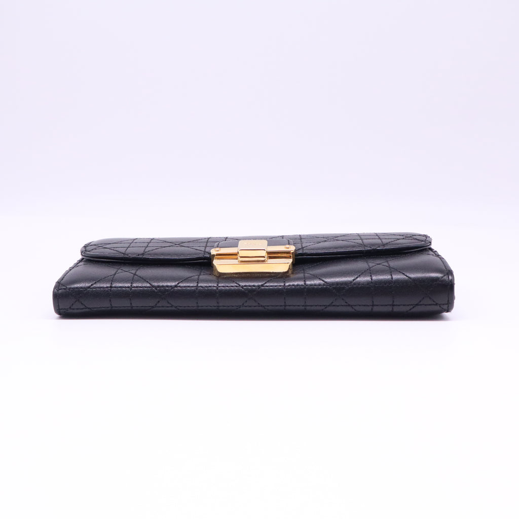 Dior Black Cannage Leather Rendezvous Wallet on Chain twins B22012