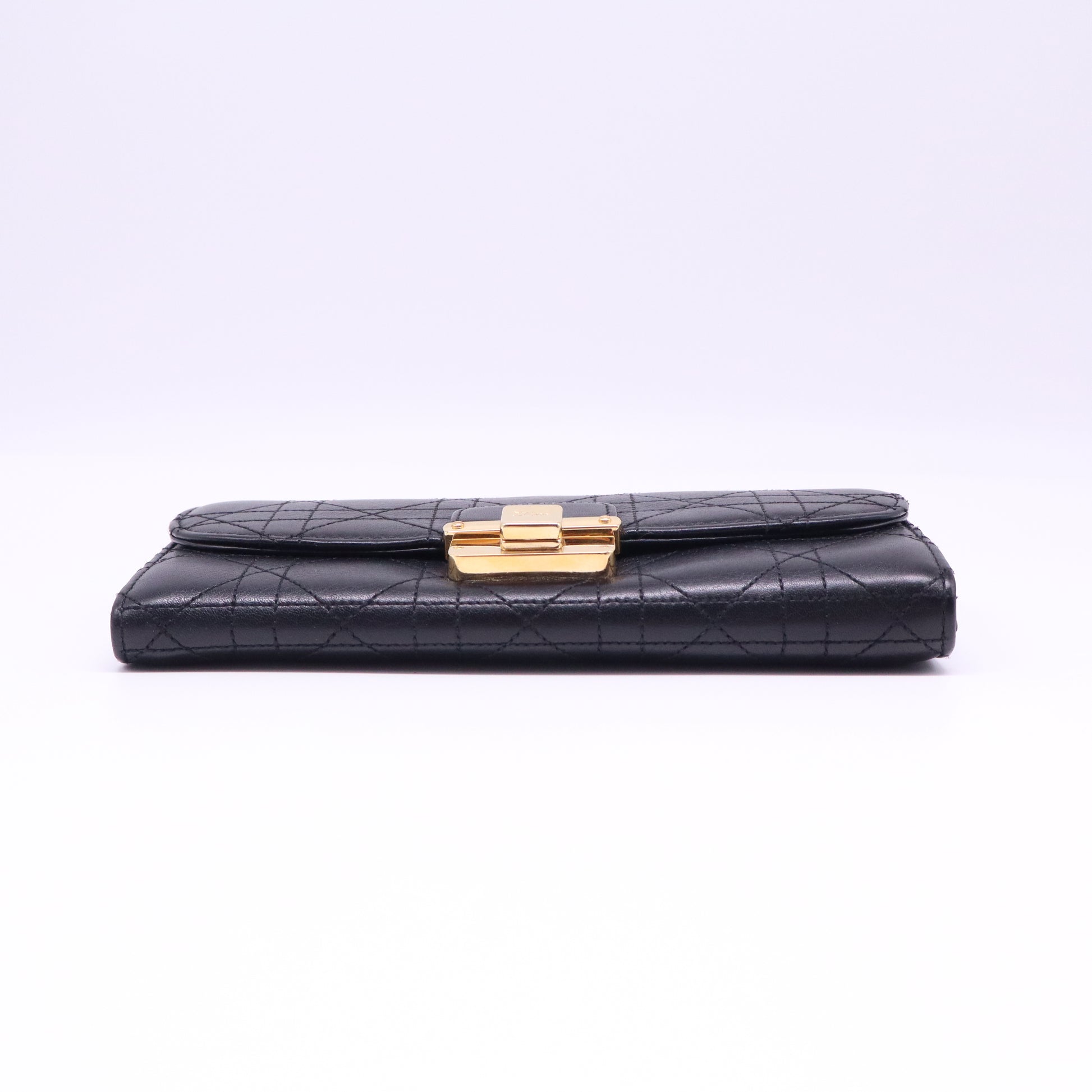 Dior Black Cannage Leather Rendezvous Wallet on Chain twins B22012