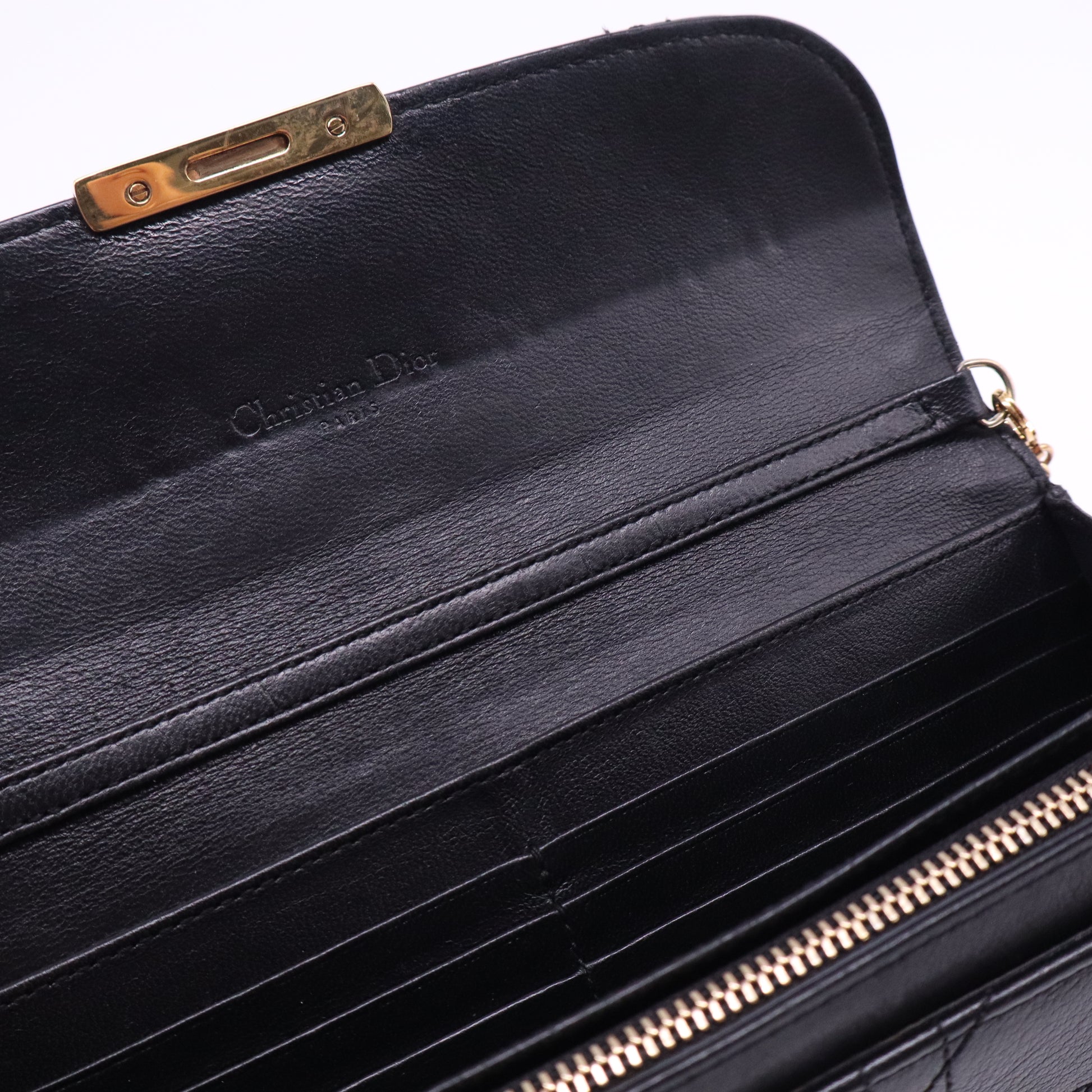 Dior Black Cannage Leather Rendezvous Wallet on Chain twins B22012