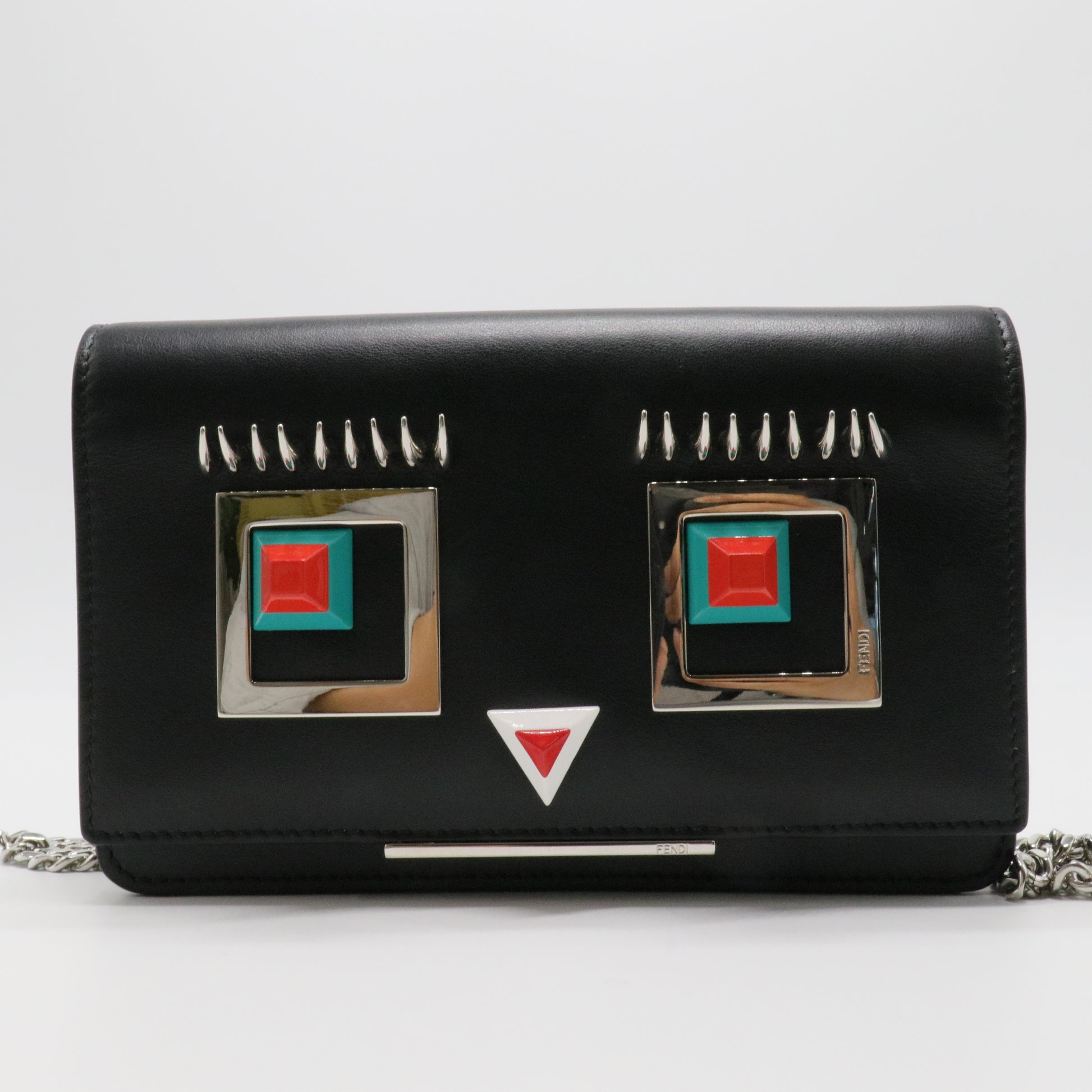Fendi Black Leather Hypnoteyes Wallet On Chain