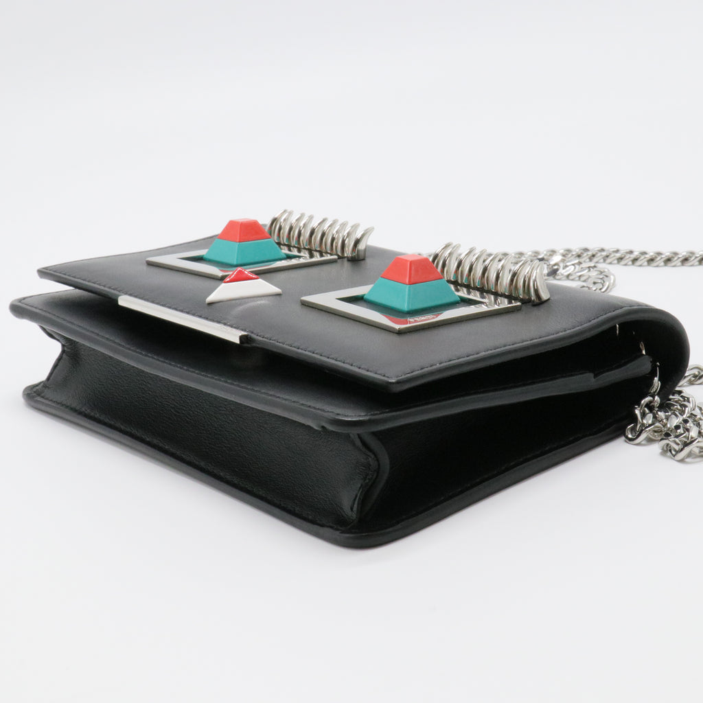 Fendi Black Leather Hypnoteyes Wallet On Chain