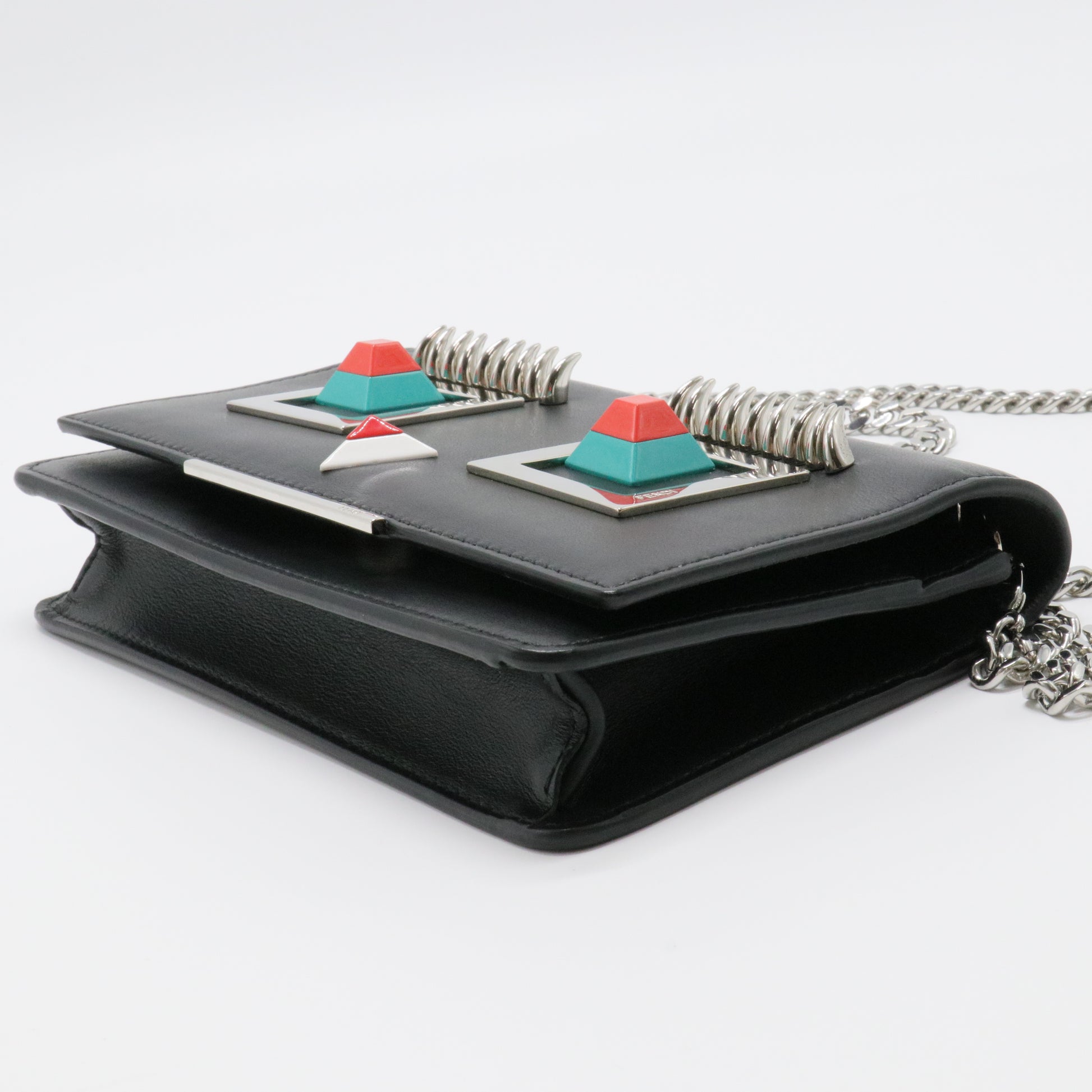 Fendi Black Leather Hypnoteyes Wallet On Chain