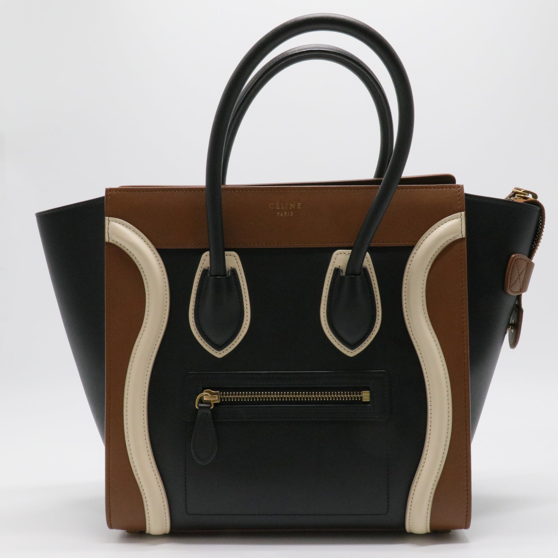 Smooth Calfskin Micro Tri-Color Luggage Black