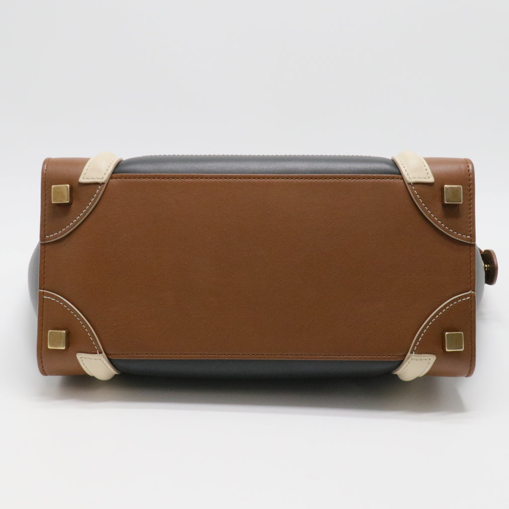 Smooth Calfskin Micro Tri-Color Luggage Black