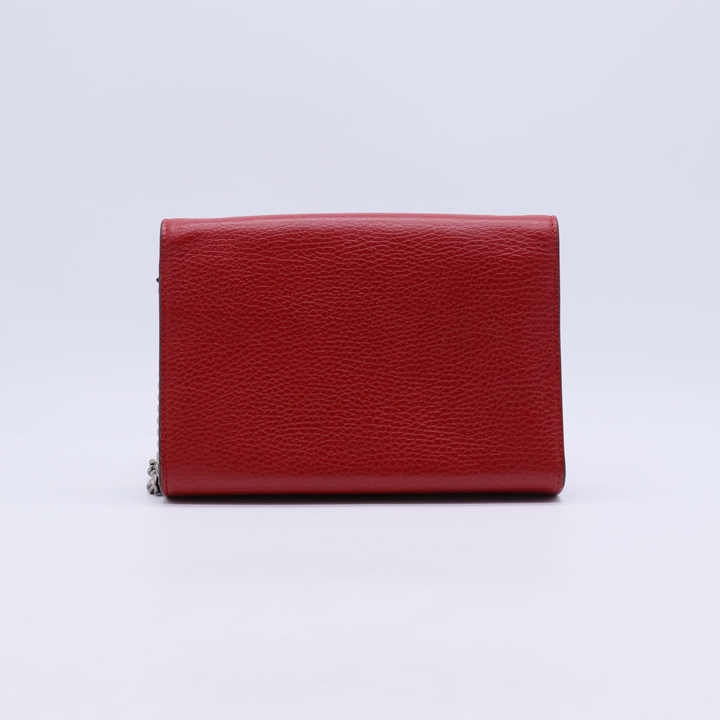 Red Pebbled Leather Dionysus Mini Wallet on Chain Bag B21907