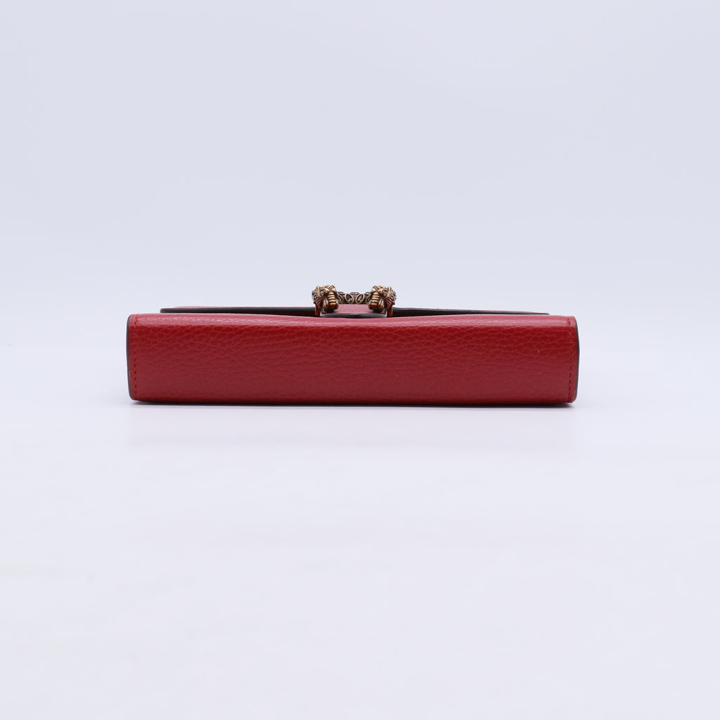 Red Pebbled Leather Dionysus Mini Wallet on Chain Bag B21907