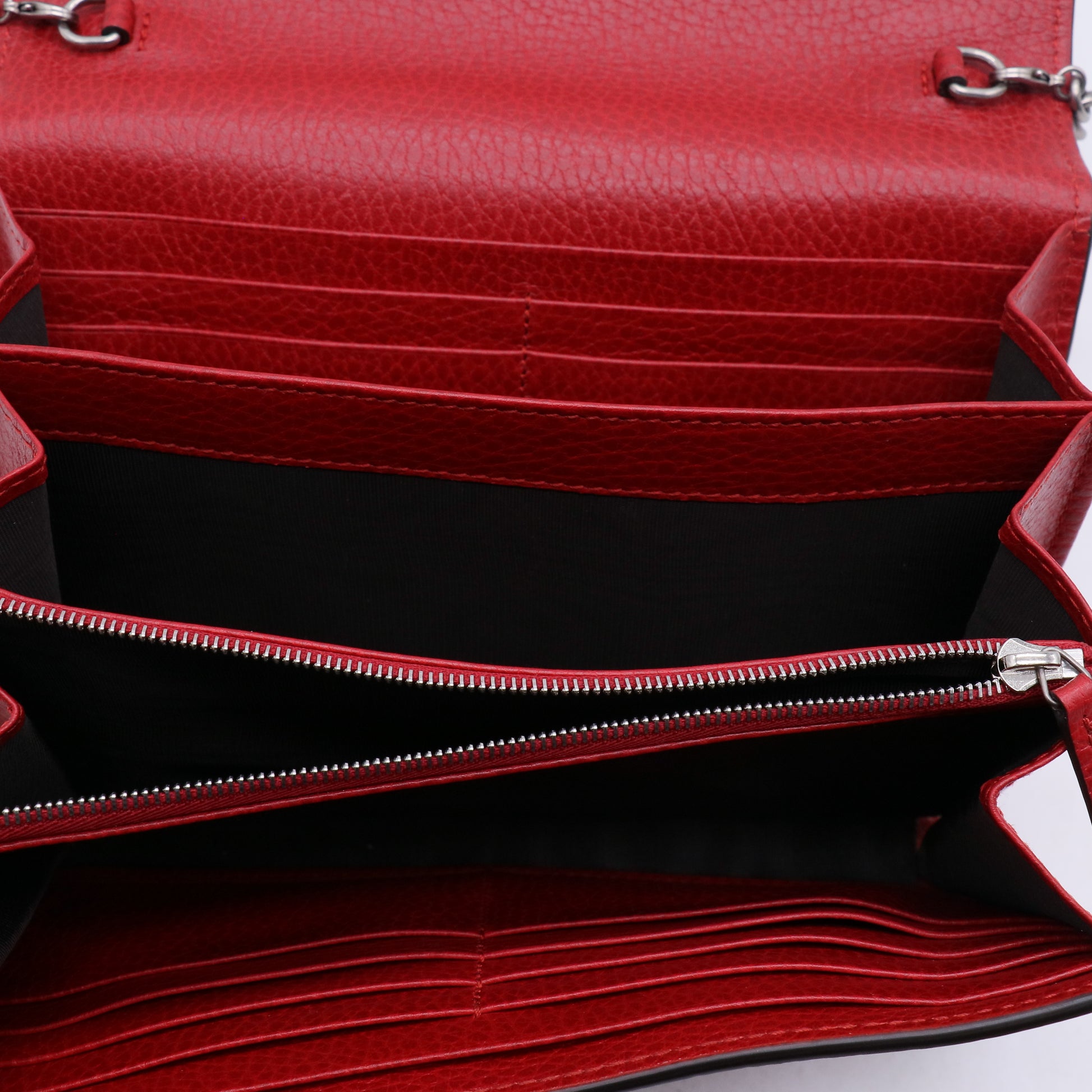 Red Pebbled Leather Dionysus Mini Wallet on Chain Bag B21907